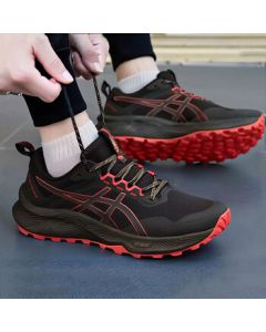 ASICS Men's TRABUCO TERRA 3 Running Shoes - Cushioned Comfortable Breathable Low-Top Sneakers Red/Green Size 42