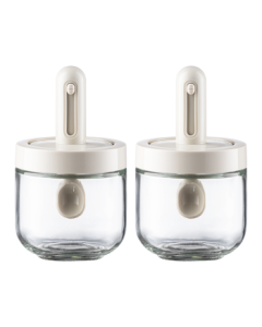 Maxcook Seasoning Box with Retractable Spoon Lid, Glass Seasoning Bottle for MSG, 300ml, Set of 2 (MCPJ2761)