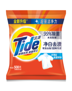 Tide White & Stain Removal Laundry Detergent 508g, Non-Soap Powder, Long-Lasting Fragrance, Deep Cleaning, Family Pack