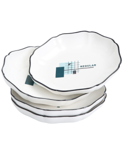 SUSHI CERAMICS 7.5-inch Four-Leaf Clover Plate City Grid Minimalist Home Ceramic Dish Set of 4 MC0006