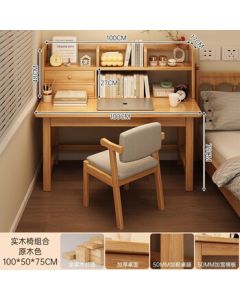 Jingwangrun Wooden Desk Computer Desk Office Desk Bookcase Single Desk + Bookshelf + Chair 100*50cm