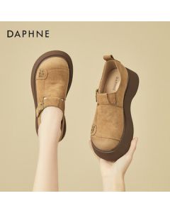 DAPHNE Retro Birkenstock Shoes for Women, Fashionable Thick-Sole Lightweight Flats, Soft-Sole Versatile Platform Shoes - Camel, Size 36