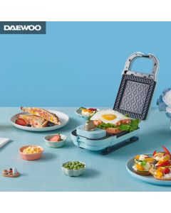 DAEWOO Breakfast Maker, Sandwich Maker, Home Double-Sided Heating Light Food Machine with Removable Washable Waffle Maker, Standard Model [SM01] PJ