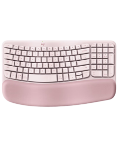 Logitech Wave Keys Ergonomic Keyboard with Soft Cushion Palm Rest, Wireless Bluetooth Keyboard for Office, Connect to 3 Devices, Pink