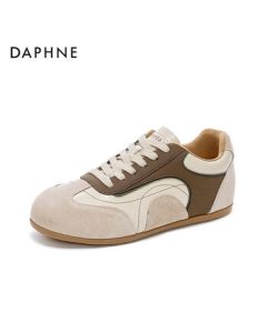Daphne Retro Color-Blocking Flat German Training Shoes New Ballet Sneakers 4025404121 Beige Size 38