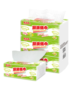 Shun Qing Rou Kitchen Paper Towels 2-Ply 100 Sheets * 3 Packs, Extra Large and Thick Oil-Absorbent Kitchen Paper (200 Sheets/Pack)