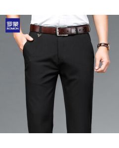 Romoon Stretch Non-Iron Casual Pants for Men, Straight Fit Business Trousers for Young and Middle-Aged, Spring and Autumn Work Pants