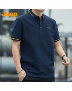 JEEP Men's Short-Sleeve Polo Shirt, Summer Business Casual Loose Cool Comfort Top, Navy Blue, 2XL