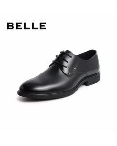 Belle Men's Shoes Business Formal Leather Shoes Casual Height-Increasing Soft-Sole Genuine Leather Shoes 10503AM0 Black-Classic Edition 41