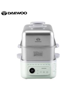 DAEWOO Multi-functional Electric Steamer for Home Use, 14.5L Large Capacity, Double-layer Stainless Steel Steamer with Stew Function, Keep Warm & Delay Start, Model DYZG-1568, Morandi Green