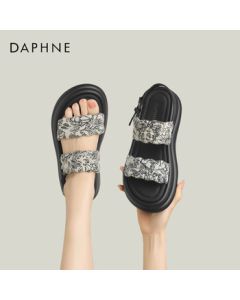 Daphne Women's Sandals - National Style Versatile Casual Sports Open-Toe Roman Beach Shoes 4024303228 Beige Black 37