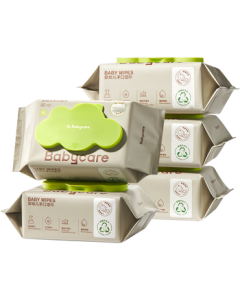 babycare Baby Hand & Mouth Wipes, Newborn Wet Wipes, Large Pack with Lid - 3150 Green Lid Wipes, 80 Sheets * 5 Packs