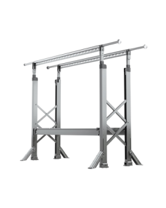 JingDong Home Essentials Floor-standing Foldable Dual-Rod Clothes Drying Rack, Adjustable Height Aluminum Alloy Extendable Laundry Rack for Outdoor Balcony and Quilt Drying