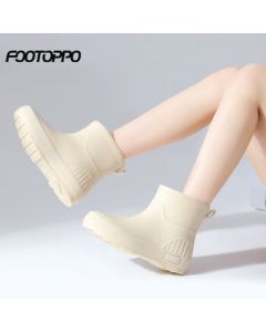 FOOTOPPO Fashion Rain Boots for Women, Short & Mid-Calf Waterproof Rubber Boots, Anti-Slip Galoshes
