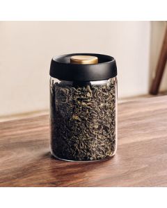 Granas Vacuum Sealed Glass Tea Canister, Premium Airtight Storage Container for Home Use, Large Capacity Tea Storage Jar (900ml)