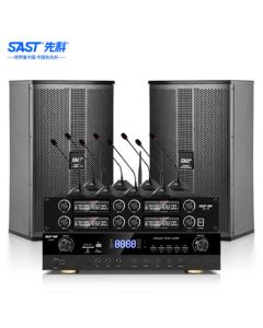 SAST Conference Room Audio System Set - 8-inch Home KTV, Background Music, Training, and Meeting Equipment with Bluetooth Amplifier and Wall-mounted Speakers [Edition]