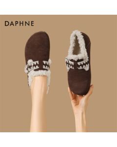Daphne Retro Birkenstock Casual Shoes Fleece-Lined Warm Fuzzy Slippers 4024608036 Brown 37