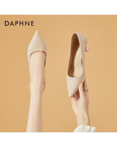 DAPHNE Women's High Heels Pointed Toe Stiletto Glamorous Sequins Wedding Banquet Shoes Single Shoes 4623101088 Champagne 35