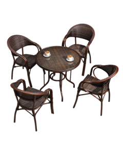 Purple Leaf Outdoor Rattan Chair and Table Set, Patio Furniture 3-5 Piece Aluminum Alloy Garden Set