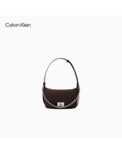 Calvin Klein Women's Bag Classic Minimalist Fabric Logo Chain CK Decor Commuter Dumpling Bag Shoulder Crossbody Underarm Bag DH3470