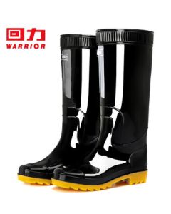 Warrior Rain Boots for Men, Fashionable Waterproof Outdoor Non-Slip Durable High-Cut Black HL8075 Size 43