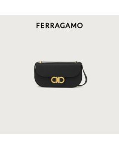 Ferragamo Women's Black Gancini Double-Buckle Crossbody Bag 0784611 Gift for Girlfriend