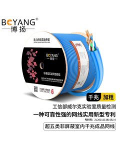 Boyan Indoor Gigabit Unshielded Cat5e Ethernet Cable [0.51mm Oxygen-Free Copper] CAT5e Surveillance POE Bulk Cable Twisted Pair 305m/Blue BY-5305B