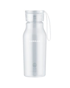 LOCK&LOCK Summer Sports Water Bottle Simple Plastic Cup Portable Outdoor Water Bottle for Men and Women Students White 350ML