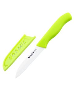BAYCO 3-inch Ceramic Peeler with Sheath, Portable Peeling Knife, Green BD8005