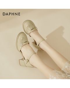 Daphne Chunky Heel Closed-Toe Sandals for Women, Summer Versatile Strappy High Heels, Light Green, Size 38