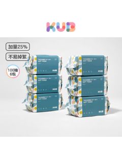 KUB Baby Face Towels, Extra Thick & Large, 100 Sheets * 6 Packs, Dual-Purpose for Dry & Wet Use, Suitable for Face, Mouth & Bottom, Also for Adults