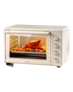 SUPOR Household Multifunctional 42L Large Capacity Electric Oven with Independent Upper and Lower Temperature Control, Oven Light, and Multi-layer Baking Racks - Professional Baking Cream White OJ42A802