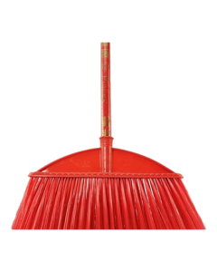 Youjielang Cleaning Sanitation Broom with Hard Plastic Bristles, Large Red School Cleaning Broom with Wooden Handle *1 Piece