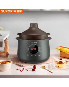 SUPOR Electric Stew Pot with 4L Large Capacity, Soup Pot, Porridge Pot, DG40YC36 Purple Clay Inner Pot with Tajine Lid