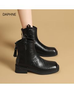 DAPHNE Chunky Sole Martin Boots for Women 2025 New Autumn Versatile Soft Leather Boots Slimming Boots