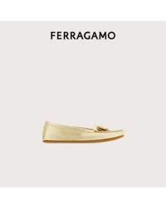 Ferragamo Women's Gold Driving Shoes 0779688_1D _ 70 Gift for Girlfriend