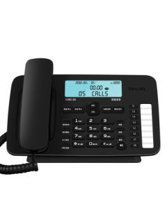 Philips (PHILIPS) Corded Telephone with Answering Machine, Fixed Desk Phone for Home and Office, Automatic/Manual Recording, 1000 Hours Call Recording, 35-Degree Body Tilt, CORD385, Black
