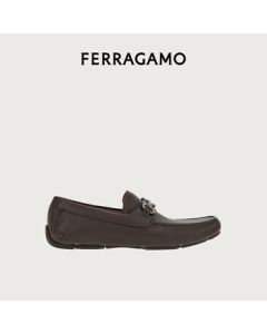 Ferragamo Men's Rust-Colored Gancini Buckle Driving Shoes 0755611_3E_90 Gift for Boyfriend