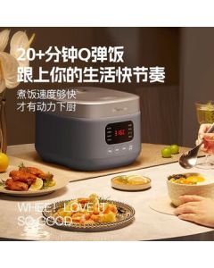 Bear Electric Rice Cooker with Non-Stick Coating, Multi-function, Smart Scheduling, Compact 3L for Home Use, DFB-F30V2 Dark Blue Gray with Steamer