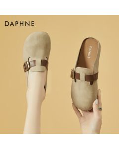 DAPHNE Women's Flat Toe Post Sandals Fashion Retro Comfortable Birkenstock Soft Sole Versatile Lightweight Outdoor Slippers Beige 36