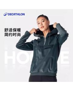 Decathlon Women's Casual Hoodie Semi-Zip Pullover Autumn American Retro 4567671