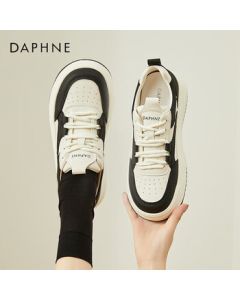Daphne Women's Casual Shoes Flat Versatile Sneakers Platform Thick Sole Height-Increasing Sports Shoes 4023404157 Black White 36