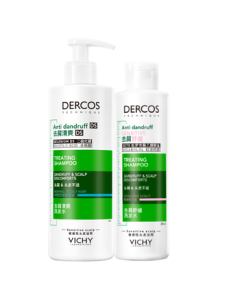VICHY Anti-Dandruff Shampoo Set for Oily Scalp & Scalp Soothing - Green Label 390ml + Pink Label 200ml (For Men & Women)