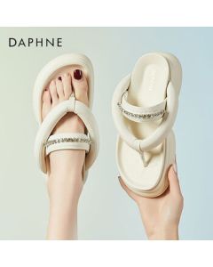 Daphne Women's Sandals Thick Sole Platform Flip Flops Fashion Beach Slippers Shoes 4023303048 Beige 38