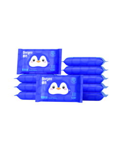 Deyou Penguin Wet Toilet Paper Mini Pack Portable 10 Sheets * 10 Packs, Flushable Wet Wipes for Personal Hygiene