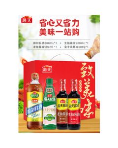 Haitian Delicious Flavor Seasoning Gift Box B (1800ml + 680g) - Cooking Wine, Soy Sauce, Oyster Sauce, etc. - Corporate Group Purchase Benefits