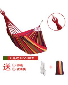 Soaring Rich Canvas Hammock Outdoor Anti-Rollover Single/Double Swing - Red Stripe 185cm*80cm + Rope + Bag