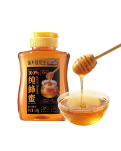 Three Squirrels Oriental Natural Pure Honey 420g Squeeze Bottle, Breakfast Honey for All Ages, Nourishing Food-Grade Drink
