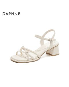DAPHNE Women's Sandals - One-Strap Chunky Heel Versatile High Heels 402430324 Beige 35