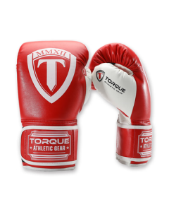 TORQUE Octagon Cage Style Competitor Boxing MMA Muay Thai Gloves for Adults Red & White 8oz